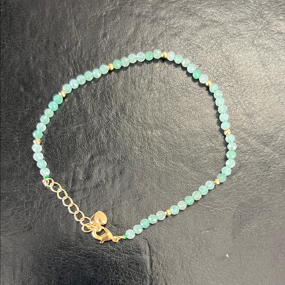 Trendy boutique Mint Green Beaded Bracelet with Gold Accents